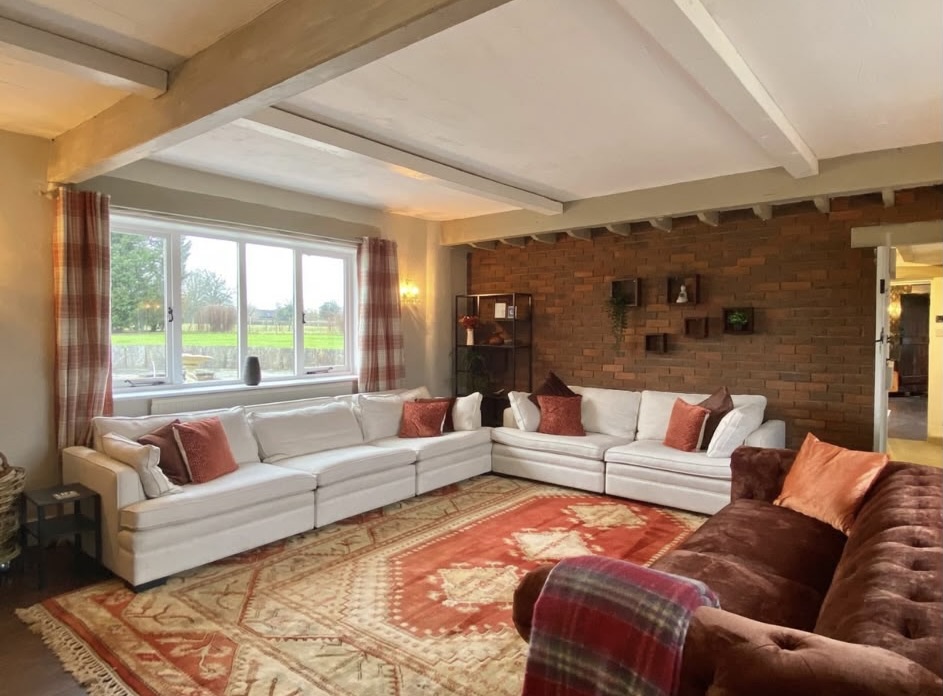The welcoming farmhouse lounge