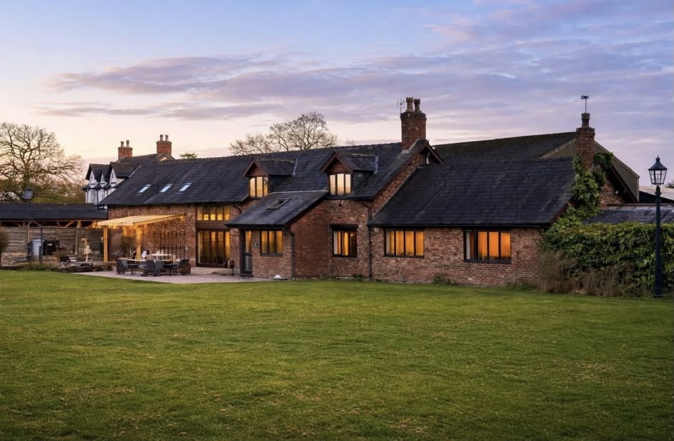 The farmhouse at sunset